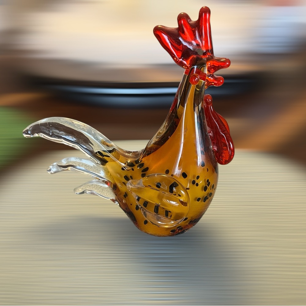 Glass Art Rooster 8.25”